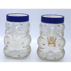 Vintage Skippy Bear-Shaped Peanut Butter Glass Jars With Lids - 36 Oz - Set Of 2